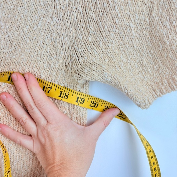 Womens Short Puff Sleeve Crewneck Pullover Sweater Yellow Boho Cottagecore Small - Picture 7 of 9